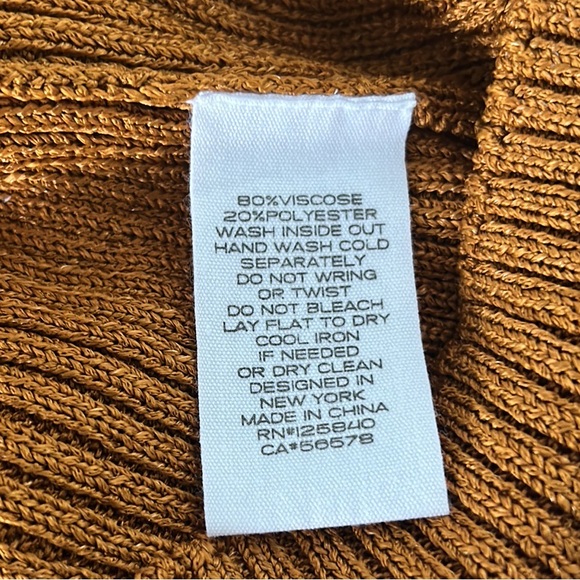 Intermix Collared Scoop Neck Copper Orange Ribbed Knit Cropped Sweater Top - S - Picture 13 of 15